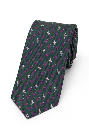 Men's Flamingo Woven Silk Tie