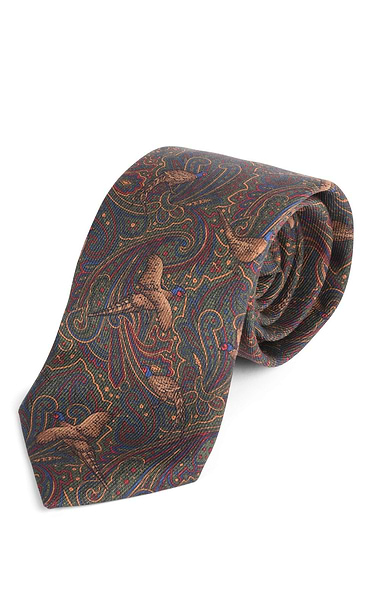 Paisley Pheasant Silk Twill Necktie