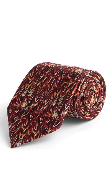 Men's Pheasant Feathers Silk Print Tie