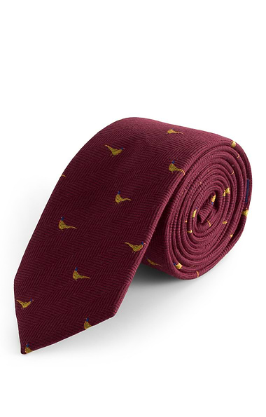 Men's Silk & Wool Blend Herringbone Animal Design Tie