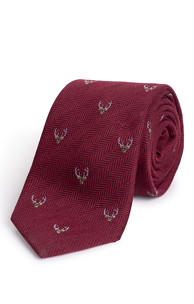 Men's Silk & Wool Blend Herringbone Animal Design Tie