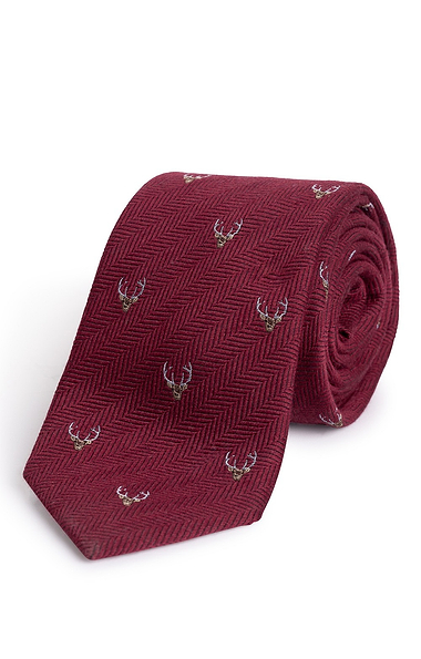 Men's Silk & Wool Blend Herringbone Animal Design Tie