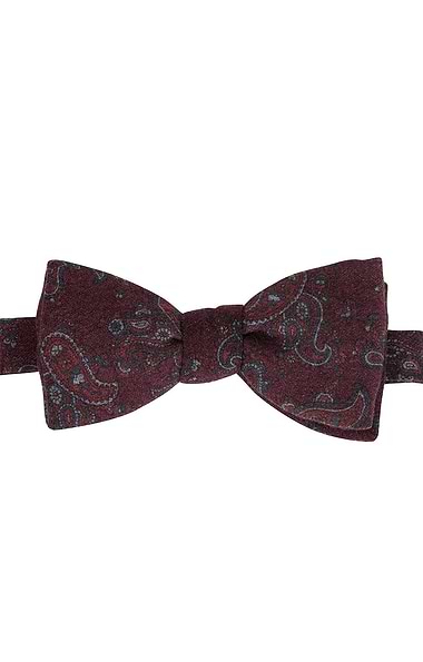 Men's Italian Printed Wool Paisley Bow Tie