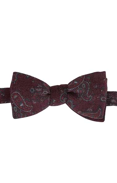 Men's Italian Printed Wool Paisley Bow Tie