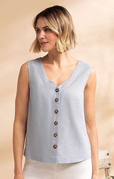 Ladies Linen Rich Sleeveless Blouse