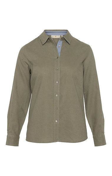 Ladies Linen Blend Contrast Trim Shirt