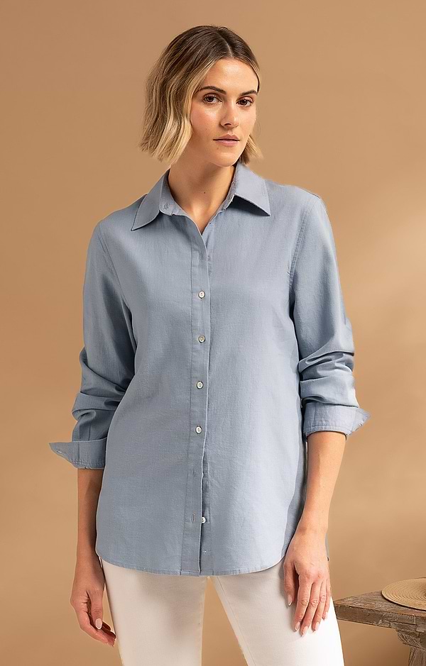 Ladies Linen Blend Oversized Shirt