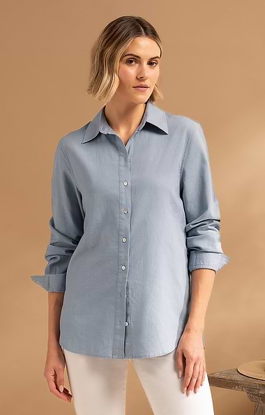 Ladies Linen Blend Oversized Shirt