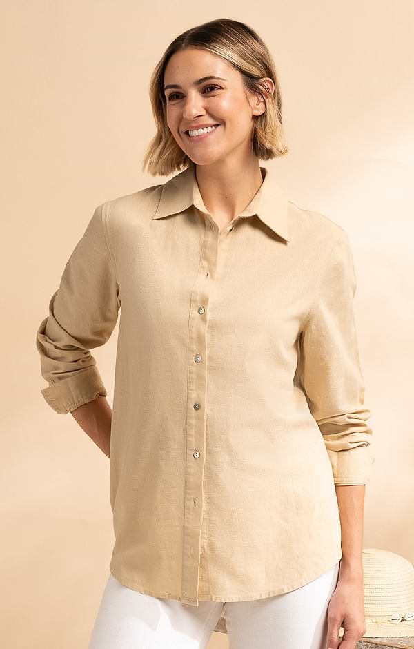 Ladies Linen Blend Oversized Shirt