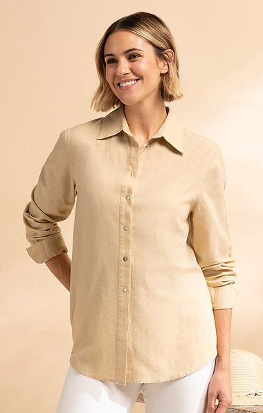 Ladies Linen Blend Oversized Shirt