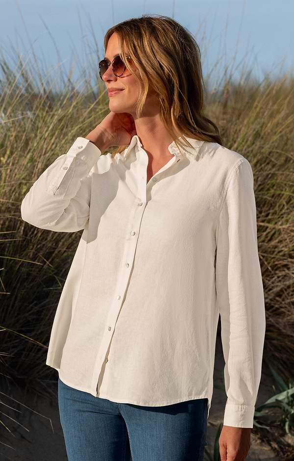 Ladies Linen Blend Oversized Shirt