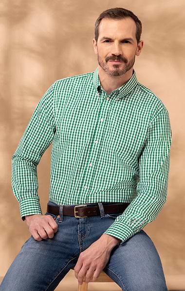 Men's Cotton Button Down Gingham Shirt
