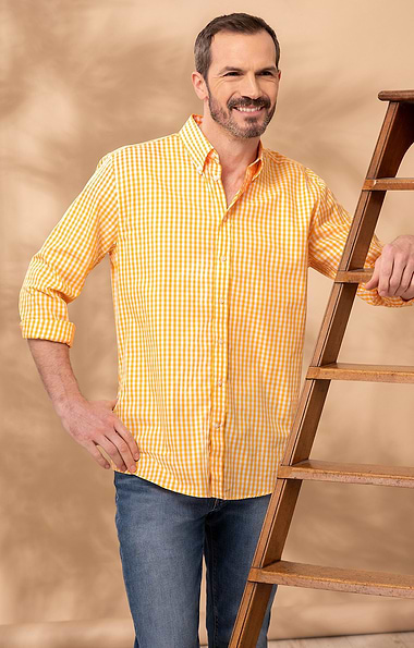 Men's Cotton Button Down Gingham Shirt