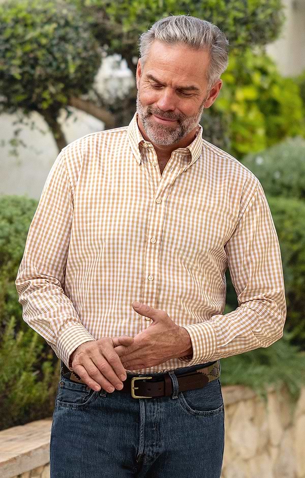 Men's Cotton Button Down Gingham Shirt