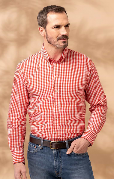 Men's Cotton Button Down Gingham Shirt