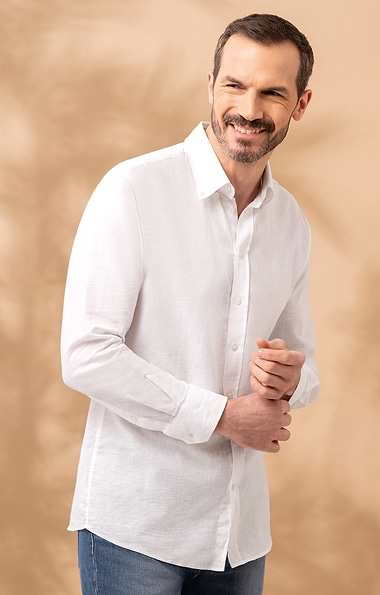 Men's Linen and Cotton Button Down Shirt