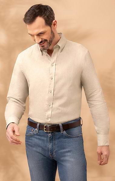 Men's Linen and Cotton Button Down Shirt