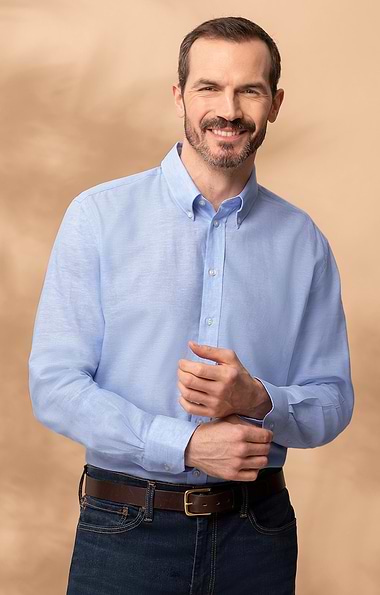 Men's Linen and Cotton Button Down Shirt