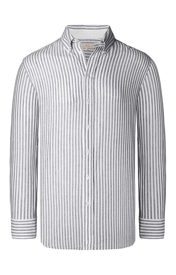 Men's Linen and Cotton Button Down Stripe Shirt