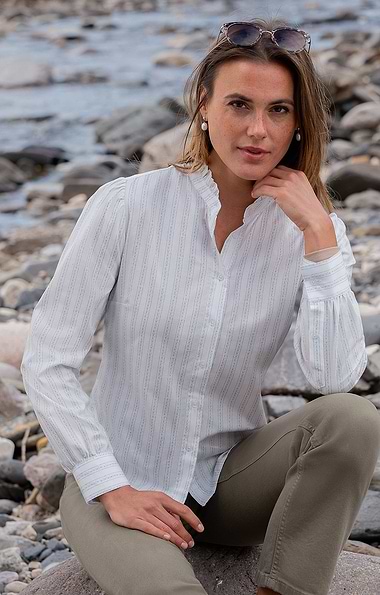 Ladies Frill Cotton Shirt