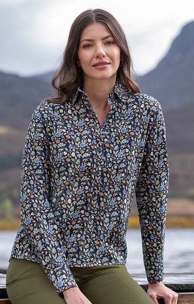 Ladies Printed Needlecord Shirt