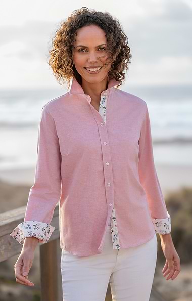 Ladies Cotton Shirt with Liberty Print Trims