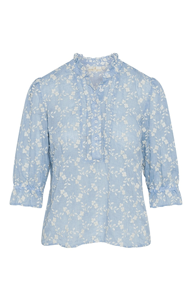 Ladies Frilled Three Quarter Sleeve Cotton Shirt