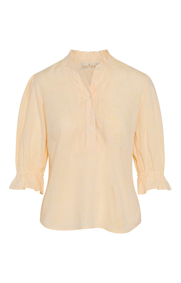 Ladies Frilled Three Quarter Sleeve Linen Shirt