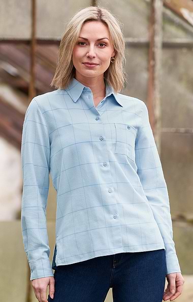 Ladies Open Check Brushed Cotton Shirt