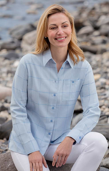 Ladies Open Check Brushed Cotton Shirt
