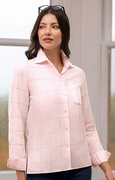 Ladies Open Check Brushed Cotton Shirt