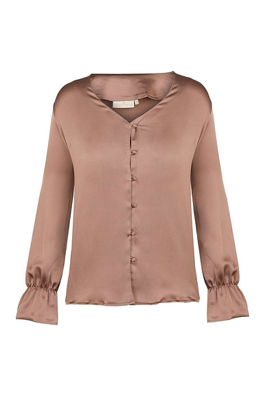 Ladies V-Neck Covered Button Blouse