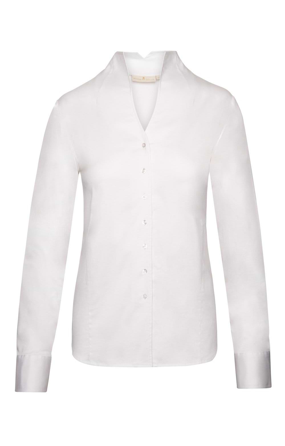 トップス ruimeme stand collar blouse Ladies Cotton Stretch Stand Collar Blouse, White - House of Bruar