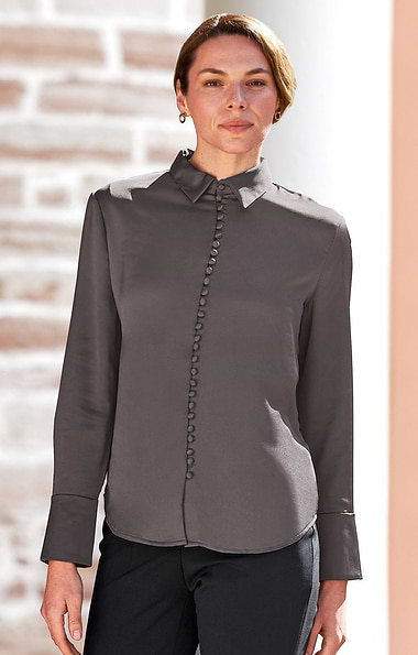 Ladies Covered Button Blouse