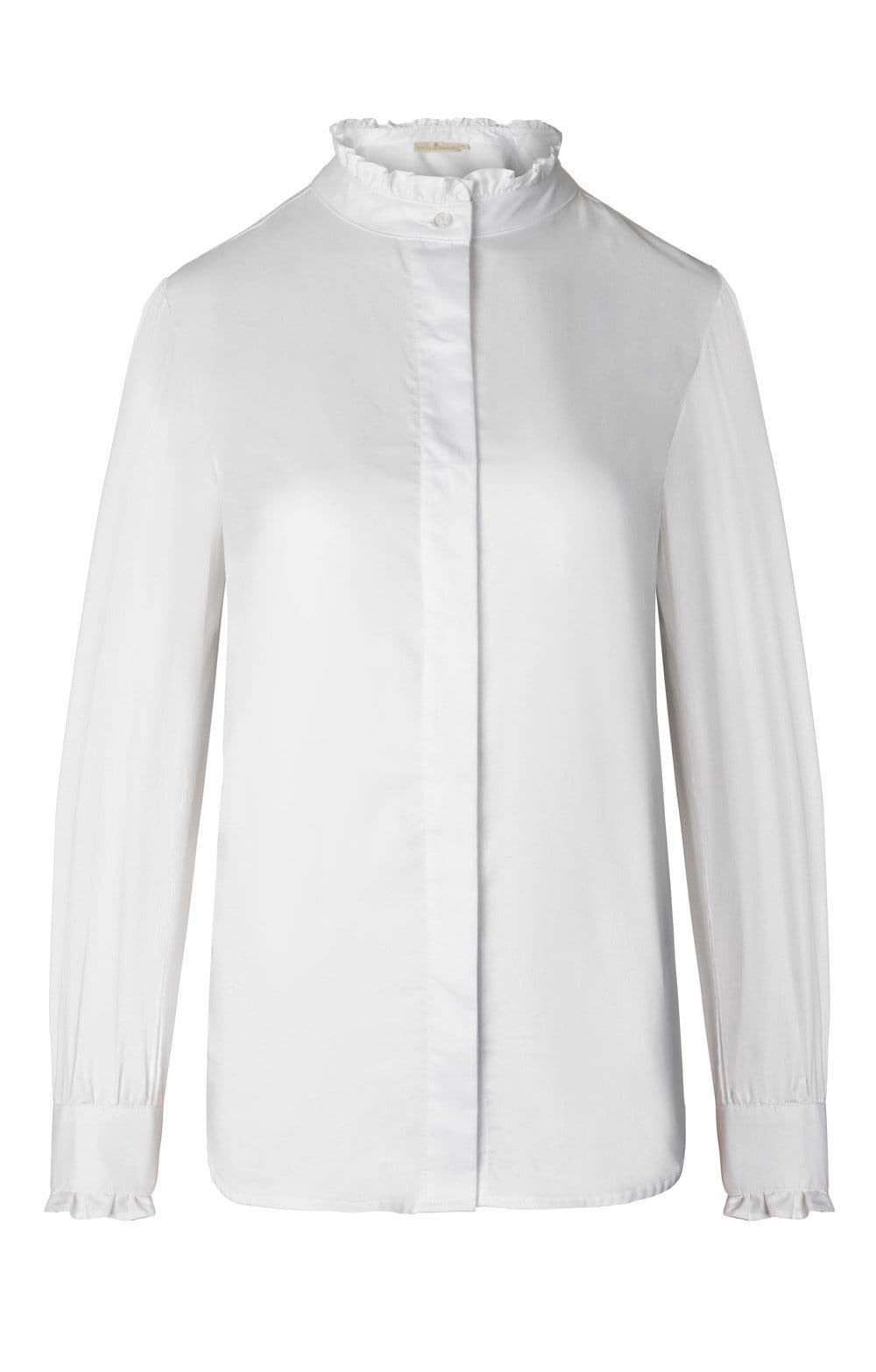 L'Appartement　Stand Frill Blouse　ホワイト GXIPO Women's Ruffle Trim Pullover Long Sleeve Blouse Top Cotton