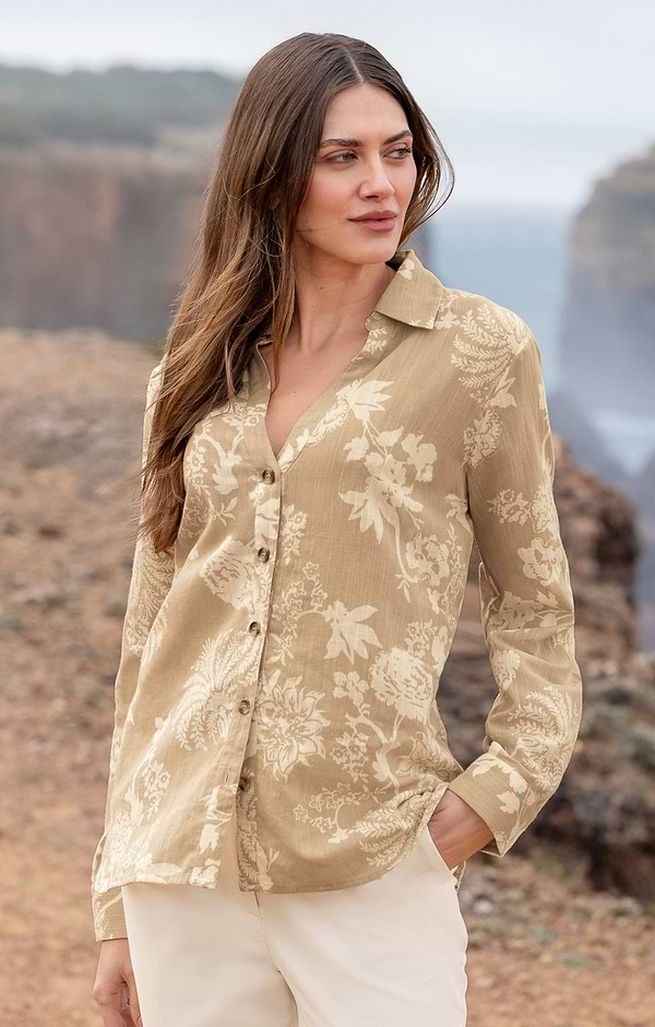 Ladies Floral V Neck Shirt