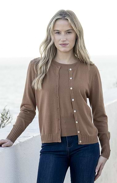 Ladies Marble Crew Cardigan
