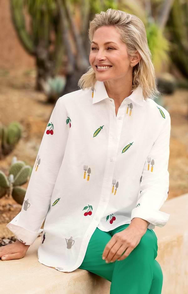 Ladies Embroidered Relaxed Shirt