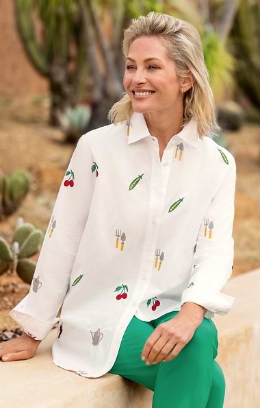 Ladies Embroidered Relaxed Shirt