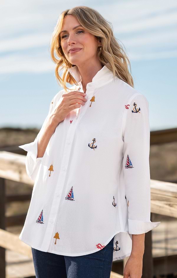 Ladies Embroidered Relaxed Shirt