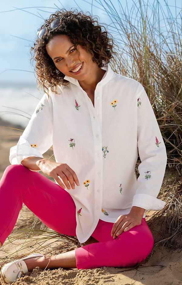 Ladies Embroidered Relaxed Shirt
