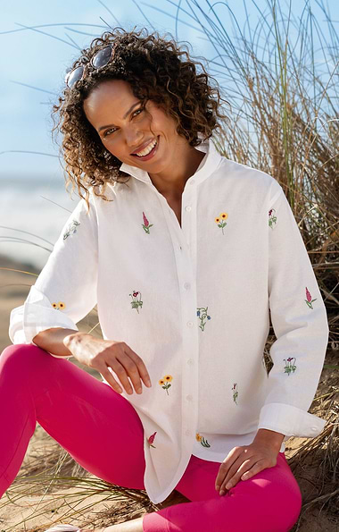 Ladies Embroidered Relaxed Shirt