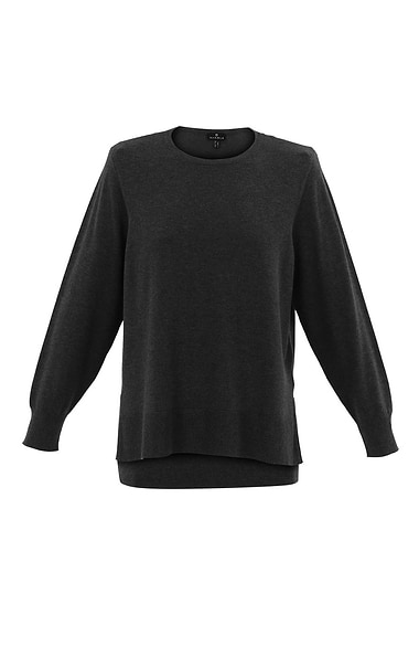 Ladies Marble Split Sides Crew Neck Sweater