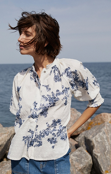 Ladies Part Two Almera Cotton Print Tie Blouse