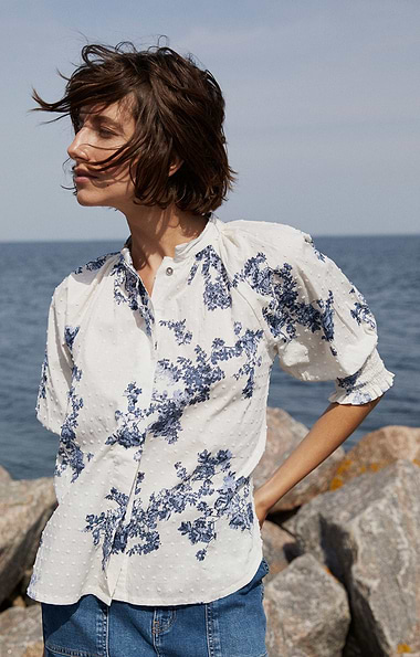 Ladies Part Two Almera Cotton Print Tie Blouse