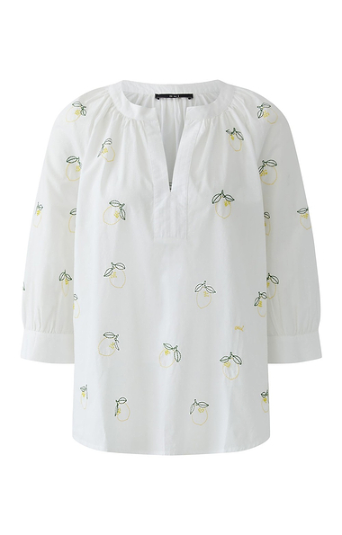 Ladies Oui Embroidered Lemon Blouse