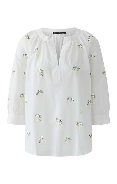 Ladies Oui Embroidered Lemon Blouse