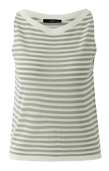 Ladies Oui Stripe Boat Neck Vest