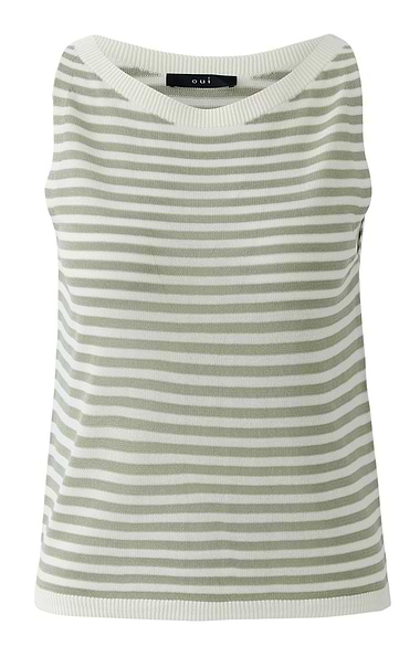Ladies Oui Stripe Boat Neck Vest