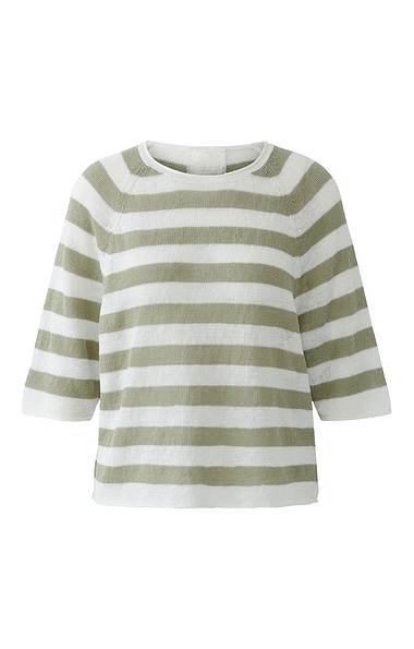 Ladies Oui Linen Knit Stripe Sweater